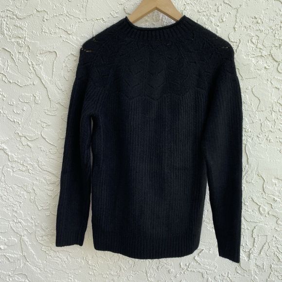 Talbots MP Petite Sweater Pullover Alpaca Wool Black Mock Neck Ribbed Knit M - Picture 3 of 4